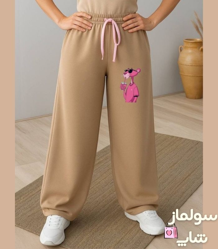 شلوار واید طرح پلنگ صورتی